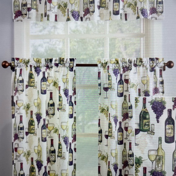 Mainstays Kitchen Mainstays Winery 3 Piece Kitchen Curtains Set 54